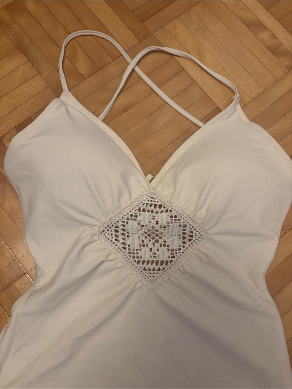 aerie Cream One-Piece Swimsuit with Crochet Accent - Picture 2 of 4